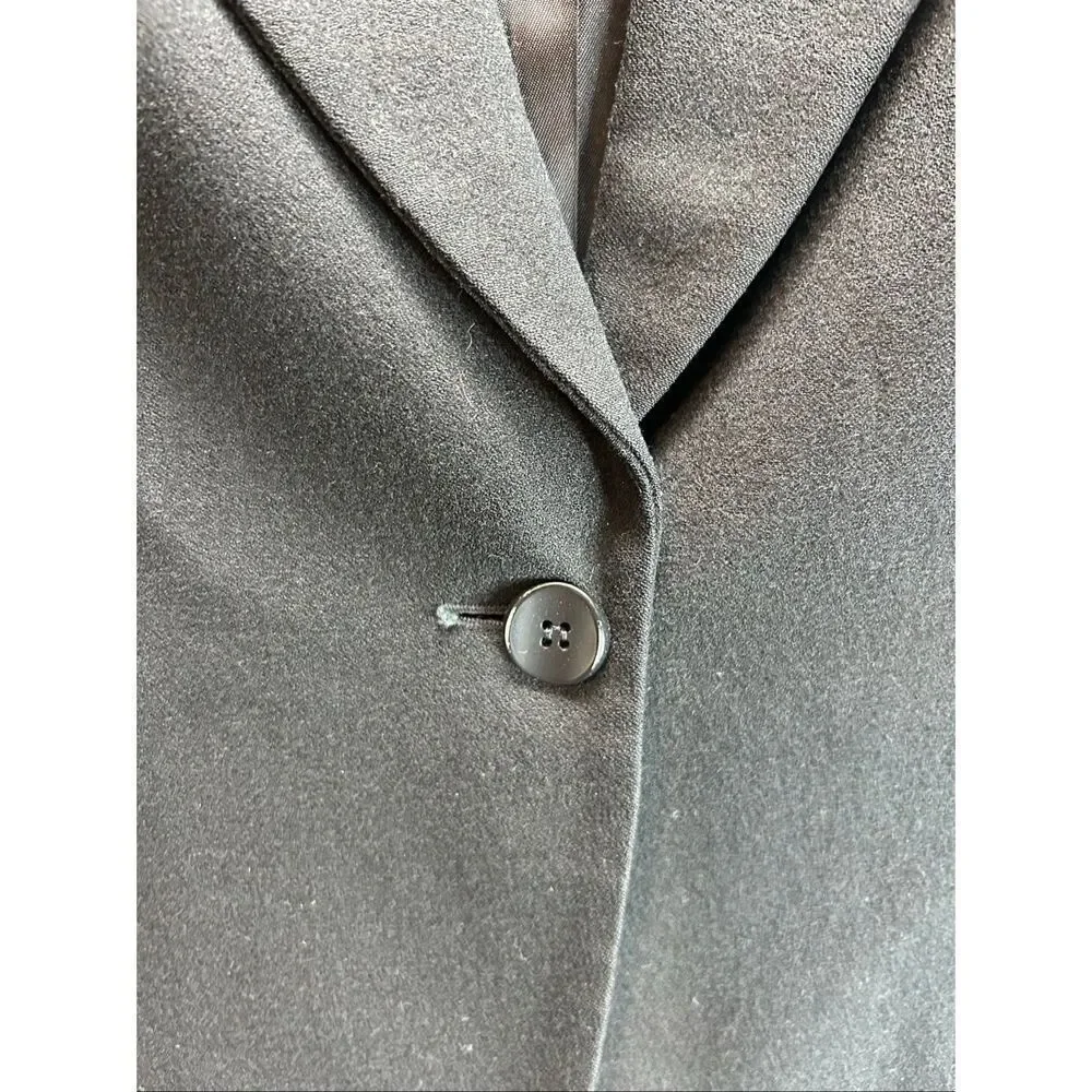Vintage Black Cropped Wool Blazer Minimal Tailored Preppy Academia Classic 8
